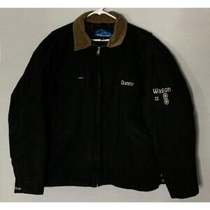 Tri Mountain End Of The Trail XL Black Canvas Coat Jacket EMBROIDED NAME P108